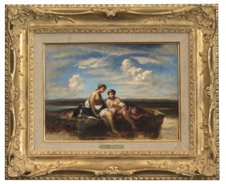 Appraisal: Narcisse Two semi-nude women reclining outdoors signed lower left N