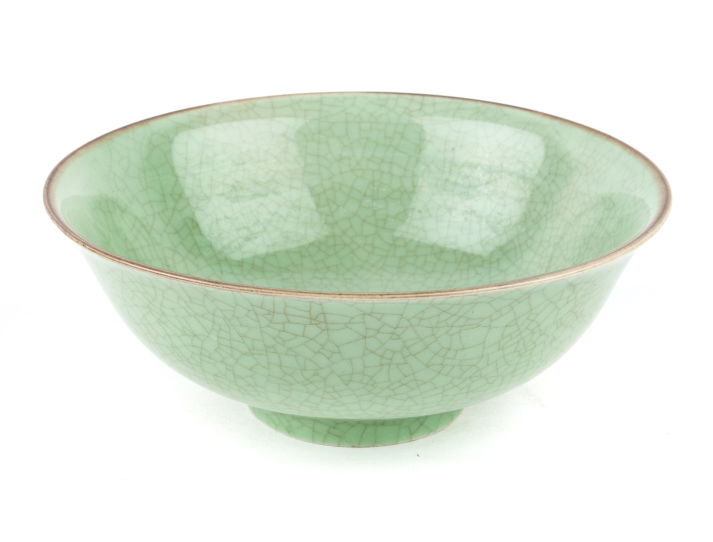 Appraisal: Chinese apple green monochrome porcelain bowl with crackle glaze and