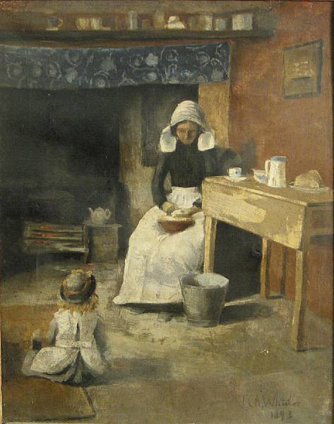 Appraisal: J C A Whistler English th Century Preparing supper signed