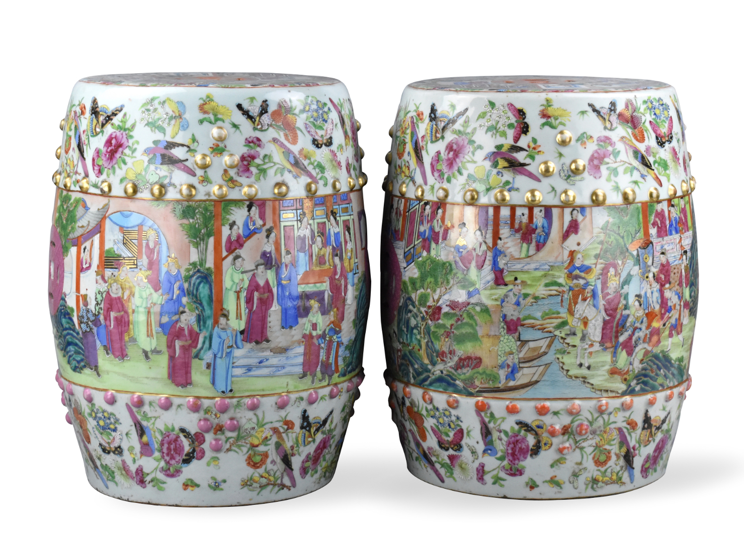 Appraisal: A pair of Chinese porcelain Canton garden stools th Century