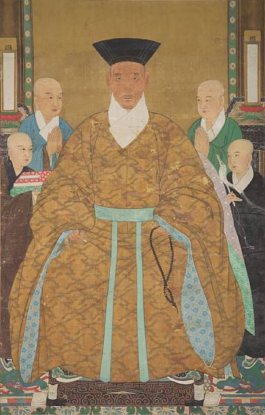 Appraisal: A large memorial portrait Late Joseon Dynasty Color and ink