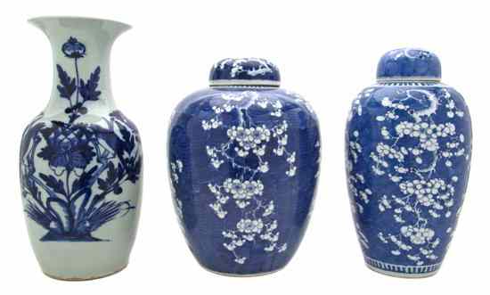 Appraisal: Two Chinese Porcelain Vases each of lidded ovoid form with