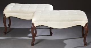 Appraisal: Pair of Louis XV Style Carved Beech Benches early th