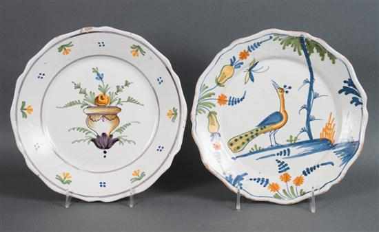 Appraisal: Two Continental probably French faience plates late th early th