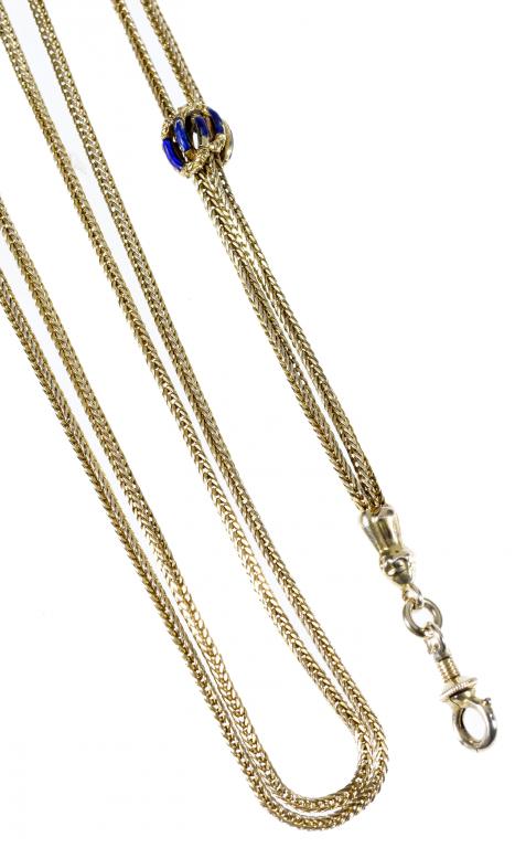 Appraisal: A GOLD GUARD CHAIN of square sectioned herringbone mesh and