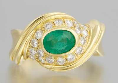 Appraisal: A Ladies' k Gold Emerald and Diamond Ring k yellow