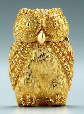 Appraisal: Seven pieces gold owl jewelry two pins kt pale drusy