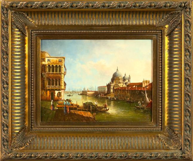 Appraisal: Italian School st Century Venetian Dock Scene oil on panel