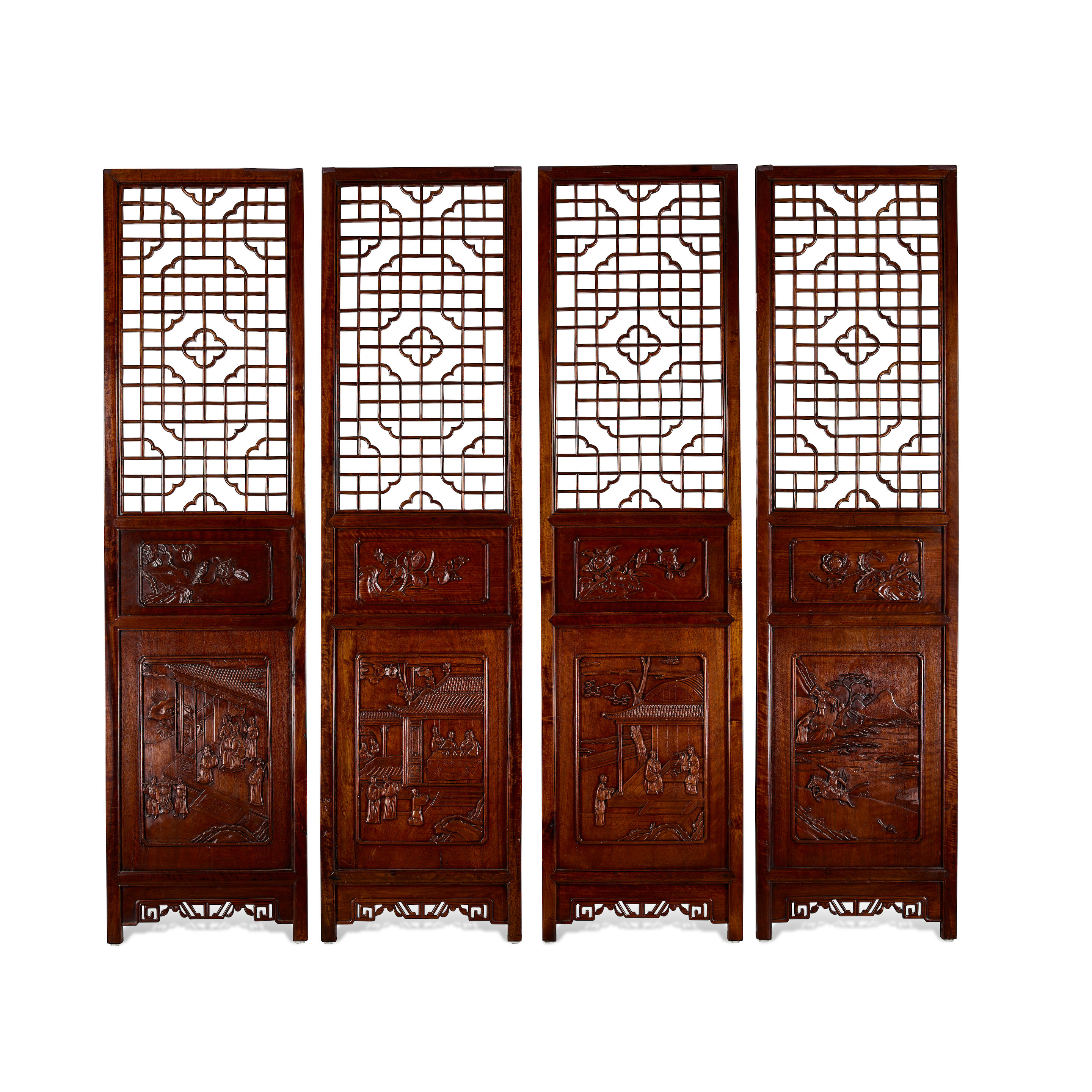 Appraisal: A SET OF FOUR OPENWORK HARDWOOD DOORS th century th