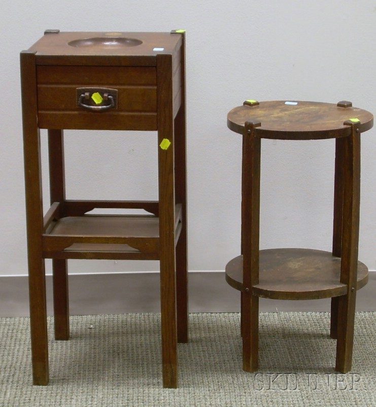 Appraisal: Mission Oak Tabouret and Smoking Stand