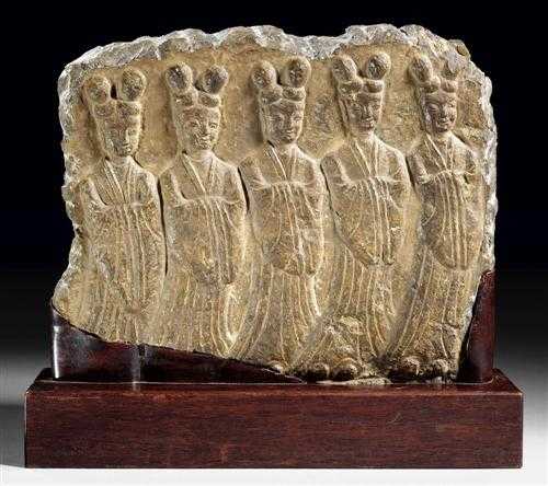 Appraisal: FRAGMENT OF A RELIEF China th century H W cm