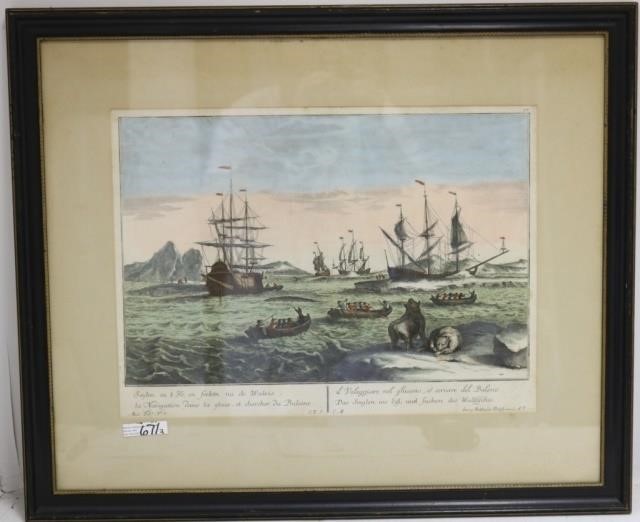 Appraisal: THREE TH C WHALING PRINTS TO INCLUDE DUTCHAND ENGLISH LISTED