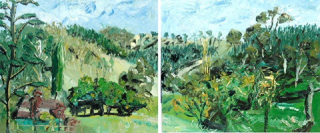 Appraisal: Deborah Halpern born Gippsland circa oil on canvas diptych signed