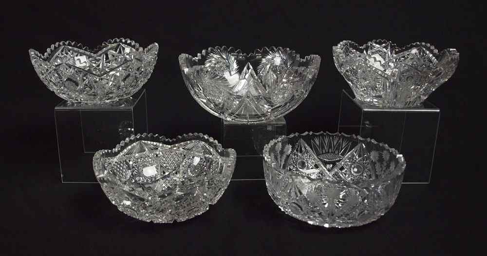 Appraisal: GROUP OF AMERICAN BRILLIANT CUT GLASS BOWLS Measuring - ''