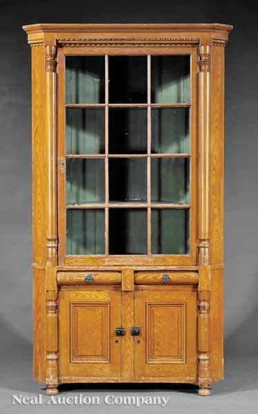 Appraisal: A Southern Faux Bois Corner Cupboard mid- th c molded