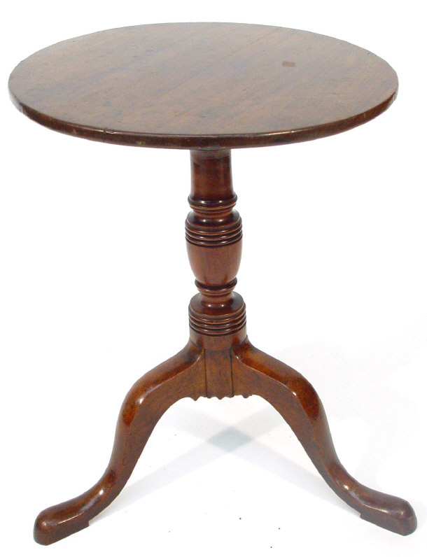 Appraisal: Victorian circular mahogany snap top occasional table the turned pedestal