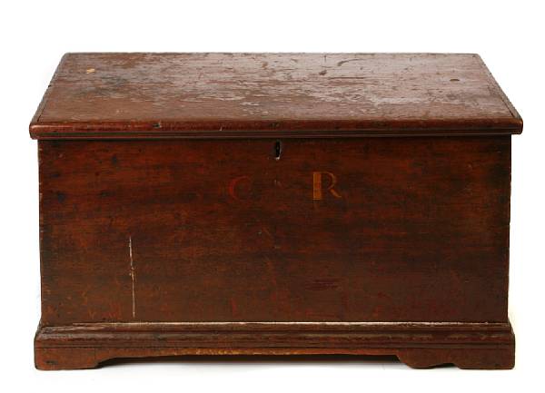 Appraisal: An American pine six board blanket chest with initials CR