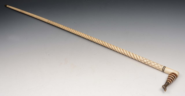 Appraisal: A TH CENTURY BONE OR NARWHAL WALKING STICK with spiral