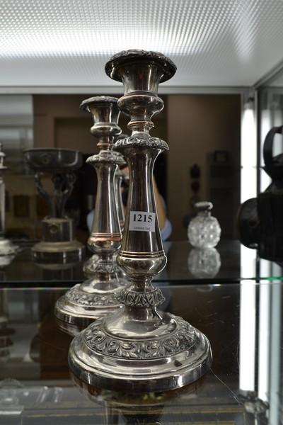 Appraisal: A PAIR OF SHEFFIELD PLATE CANDLESTICKS