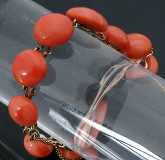 Appraisal: An Antique coral bracelet Circa The eleven graduating coral beads