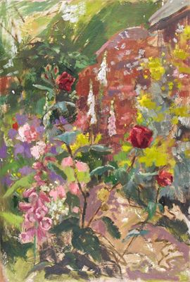 Appraisal: Priscilla Hanbury - Foxgloves in a garden Oil on board