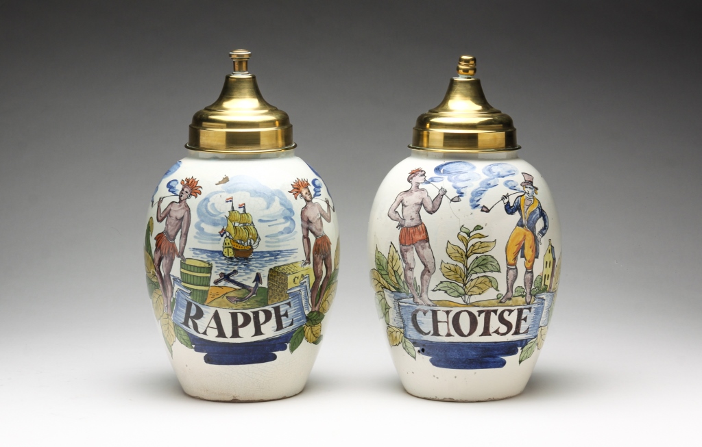 Appraisal: Twentieth century Poured slip replicas of Delft tobacco jars with