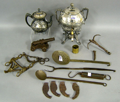 Appraisal: Misc group of metalware to include silver plate flesh fork