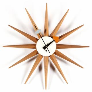 Appraisal: George Nelson Sunburst Clock s walnut painted metal key wind