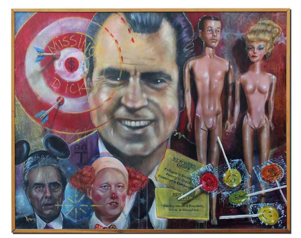 Appraisal: RODGERS Lance American th C ''Missing Dick'' Acrylic Canvas ''