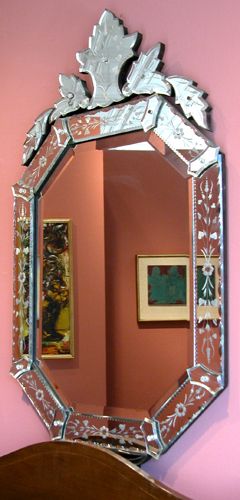 Appraisal: Title Wall Mirror Venetian-Style Medium mirrored glass Dimensions x x