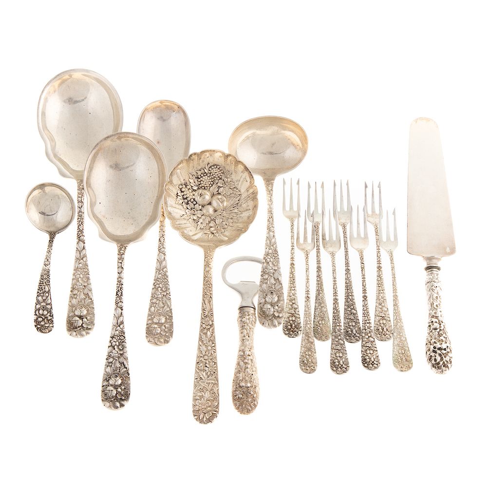 Appraisal: Collection Baltimore Sterling Repousse Flatware Including Stieff seafood forks other