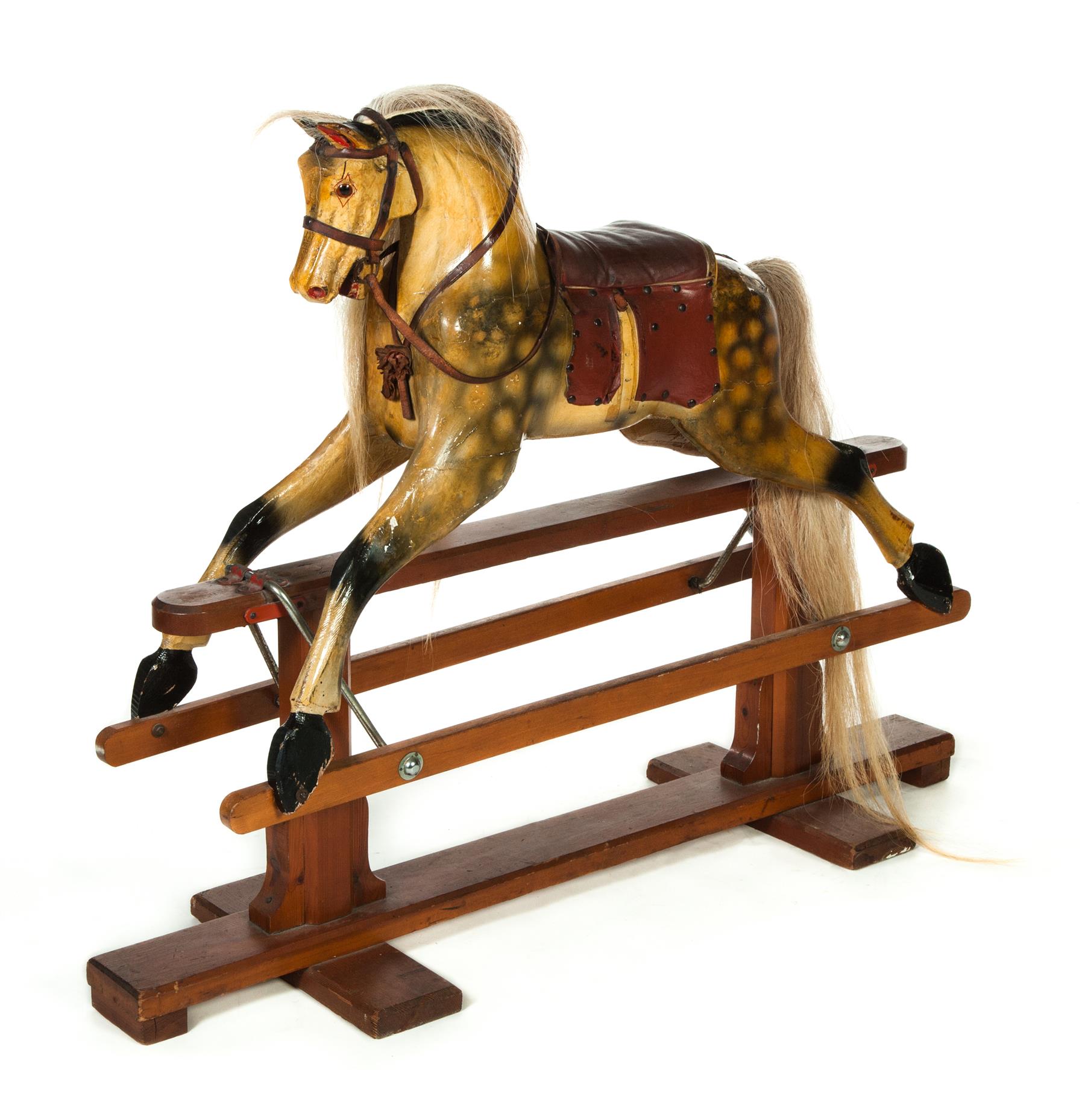 Appraisal: CHILDS HORSE ON BASE American th century Wooden horse with