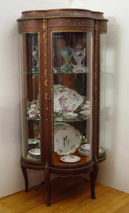 Appraisal: FRENCH VITRINE DISPLAY CABINET Original floral paint decoration under an