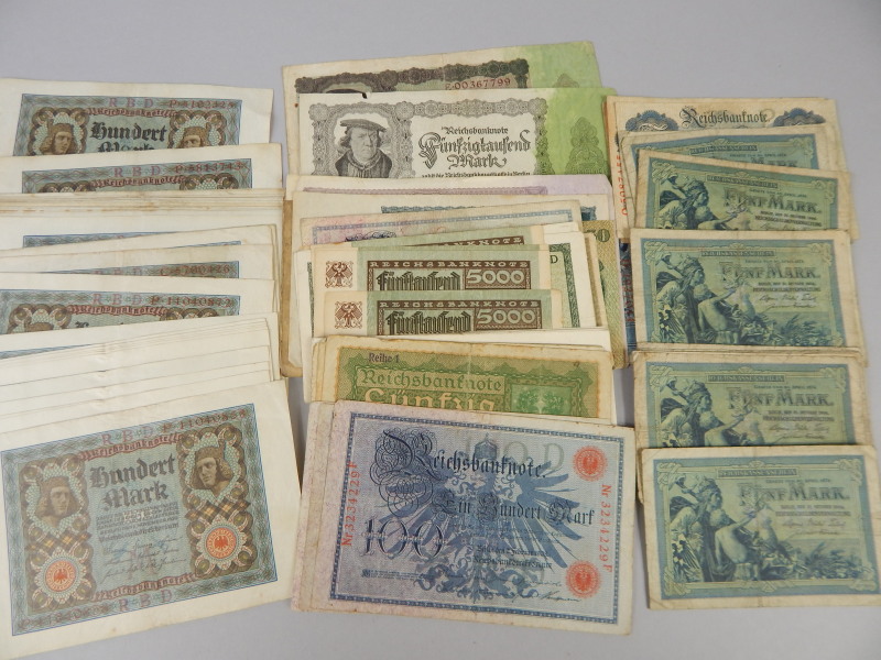 Appraisal: A collection of German bank notes over a from the