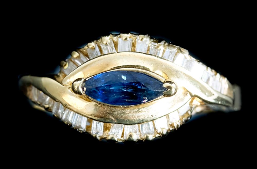 Appraisal: K YELLOW GOLD SAPPHIRE DIAMOND RING k yellow gold ring