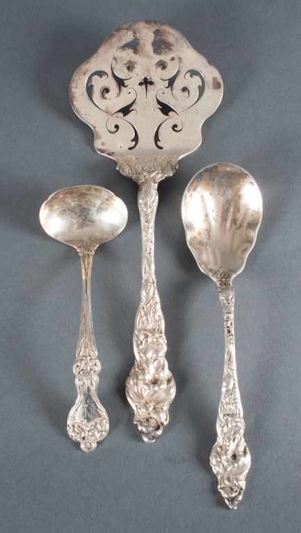 Appraisal: American Art Nouveau style sterling silver spatula and serving spoon