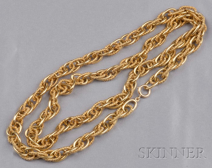 Appraisal: kt Gold Chain of ropetwist and polished links dwt lg