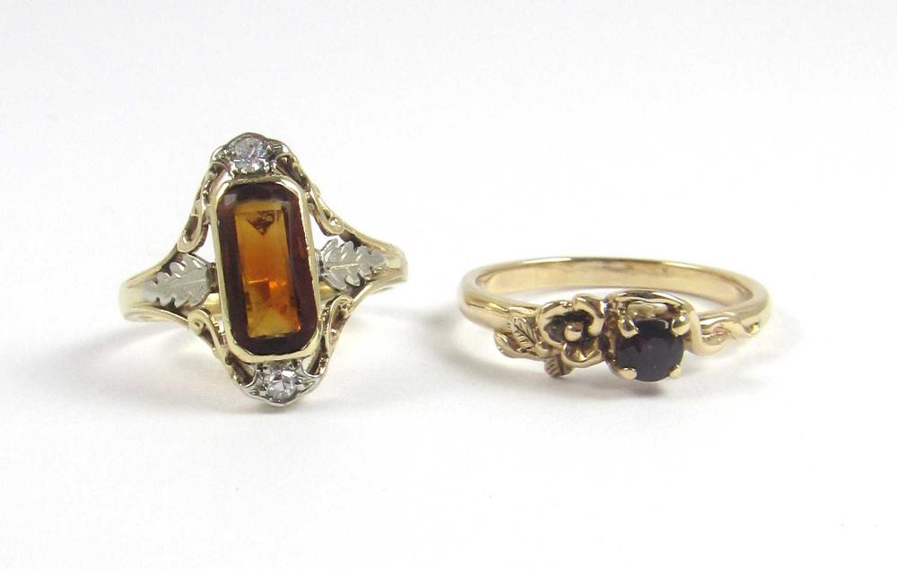 Appraisal: TWO FOURTEEN KARAT YELLOW GOLD RINGS including a k yellow