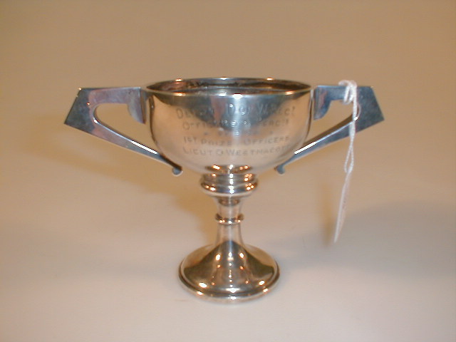 Appraisal: A two handled cup shaped silver boxing trophy Duke of