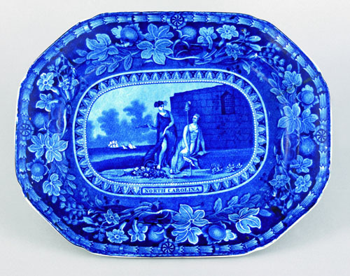 Appraisal: Historical blue Staffordshire Arms of North Carolina platter th c