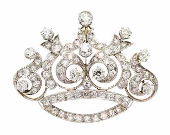 Appraisal: An Edwardian Platinum Topped Yellow Gold and Diamond Pendant Brooch