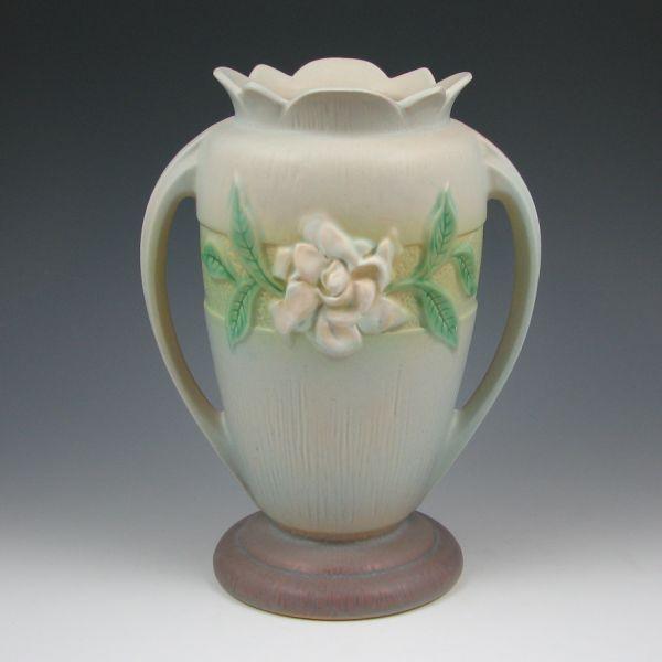 Appraisal: Roseville Gardenia handled vase in gray Marked Roseville USA -