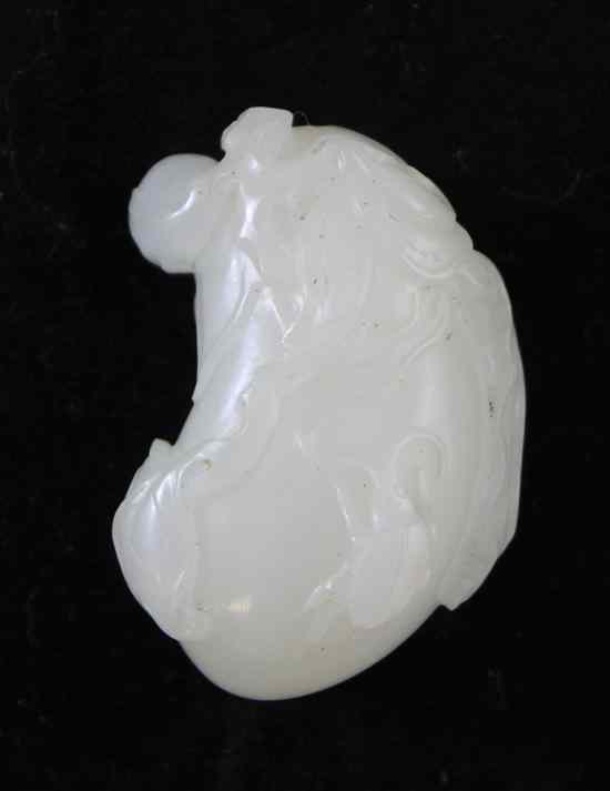 Appraisal: A Chinese white jade gourd snuff bottle finely carved in