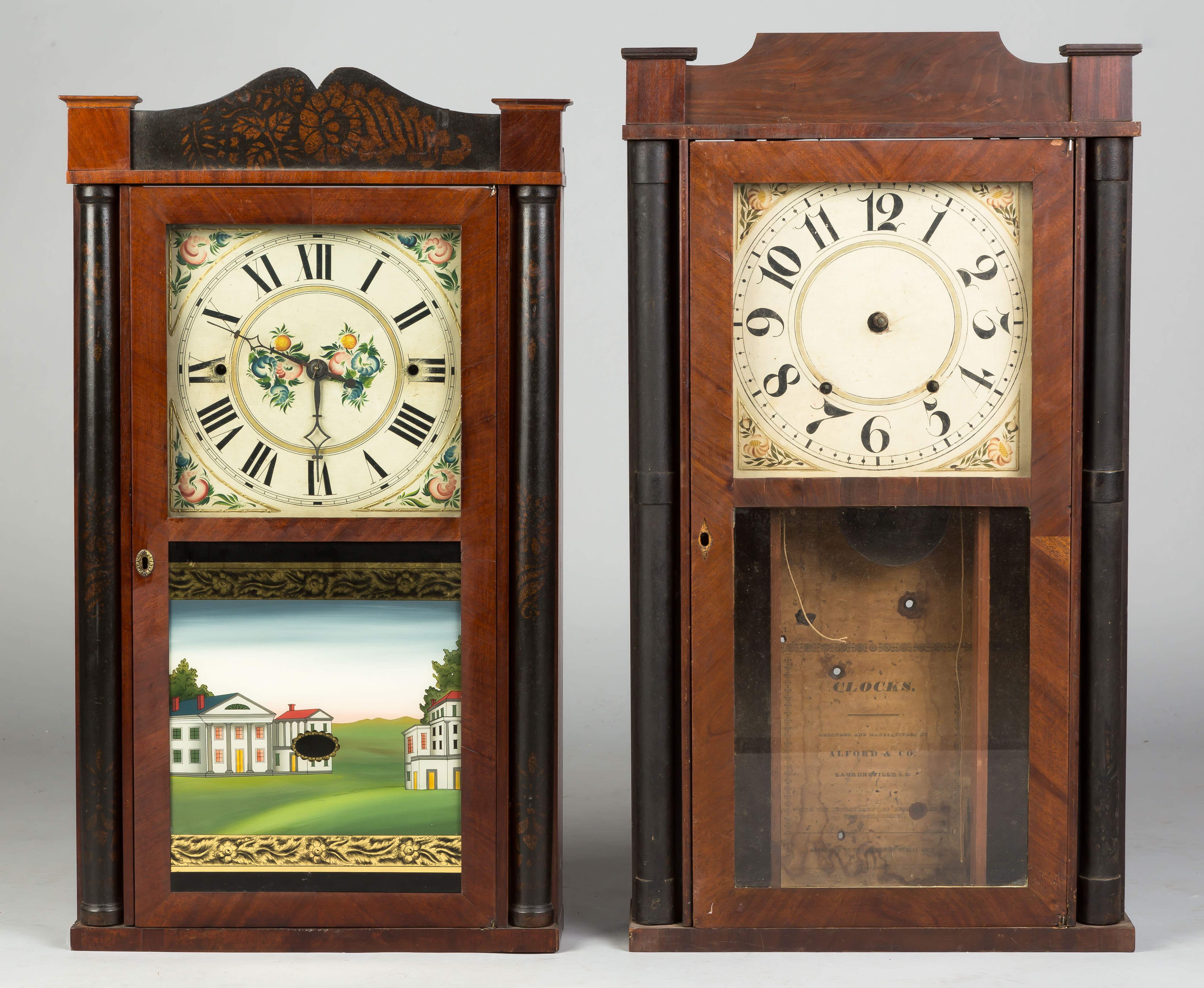 Appraisal: Unusual Alford Co Column and Splat Shelf Clock Mahogany case