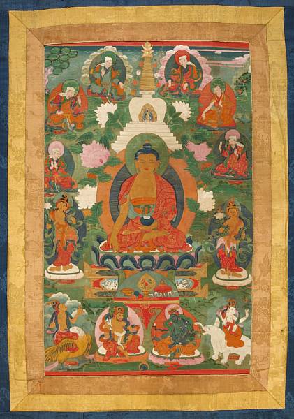 Appraisal: A thangka depicting Buddha Tibet th Century Color and gilt