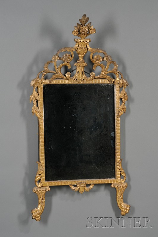 Appraisal: Italian Neoclassical Gilt-wood Mirror late th century rectangular mirror plate