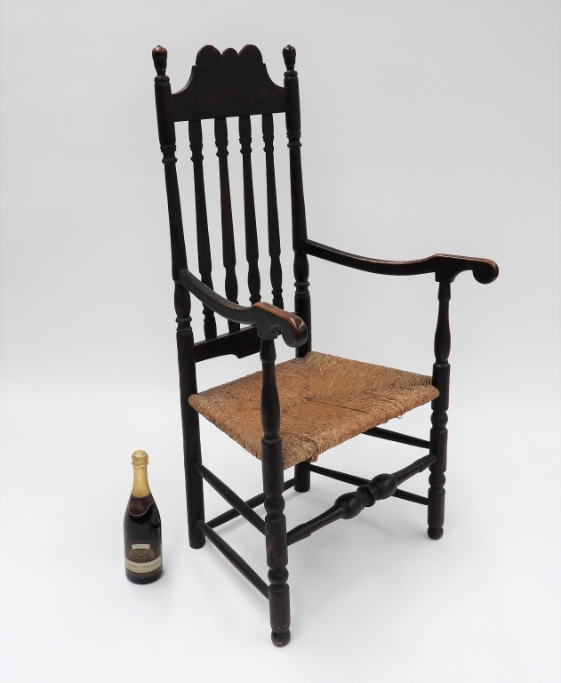 Appraisal: GOOD C BANNISTER BACK ARM CHAIR BLACK PAINT United States