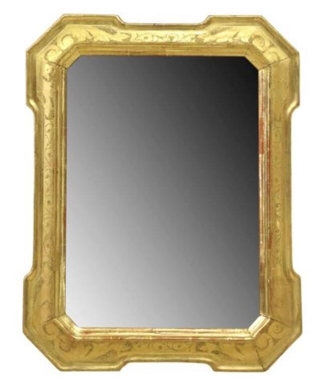 Appraisal: French giltwood mirror early th c frame with projecting canted