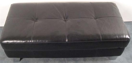 Appraisal: IPEA-ITALY Black Leather Large Footstool Bench with aluminum chunky feet