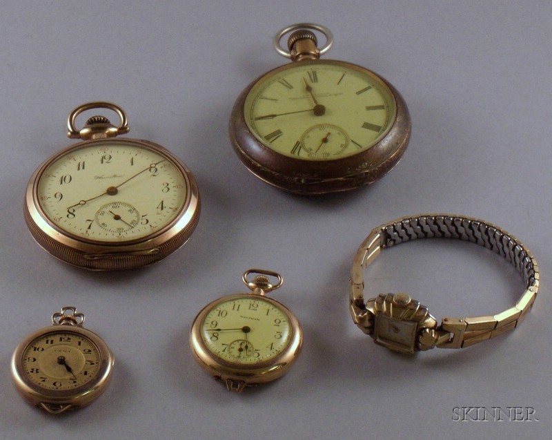 Appraisal: Five Assorted Gold-filled Pendant Wrist and Pocket Watches